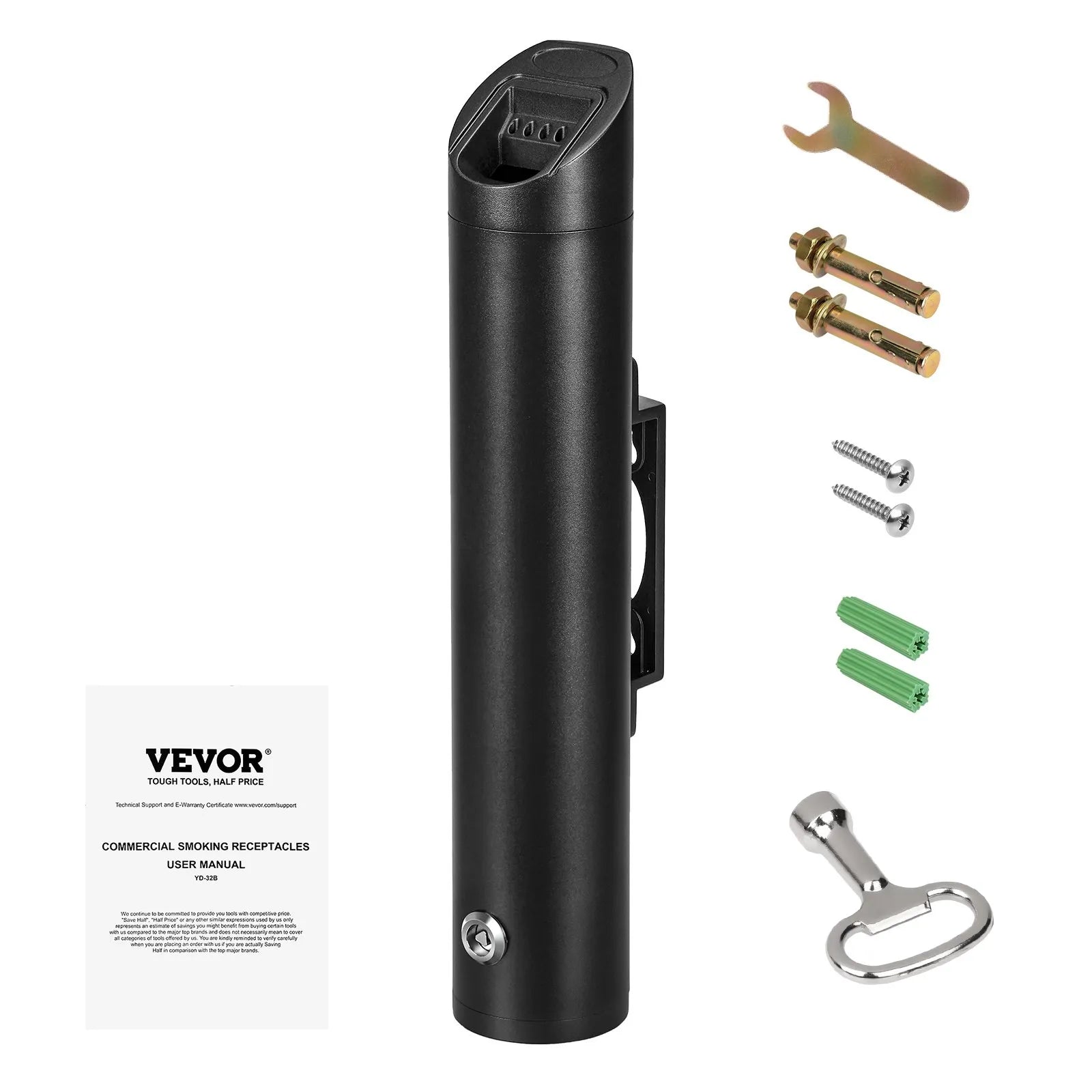 VEVOR Cigarette Butt Receptacle Stainless Steel Wall Mounted Disposal Black