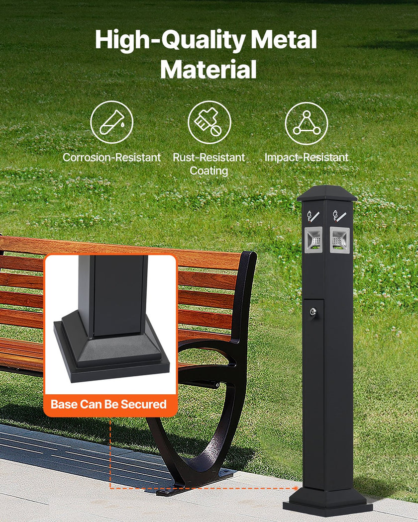 VEVOR Cigarette Butt Receptacle with 4 Disposal Openings Butt Disposal Black