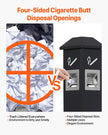 VEVOR Cigarette Butt Receptacle with 4 Disposal Openings Butt Disposal Black