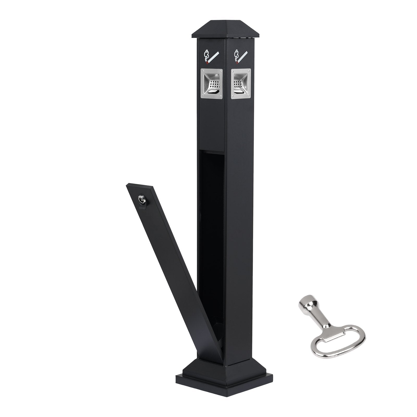 VEVOR Cigarette Butt Receptacle with 4 Disposal Openings Butt Disposal Black