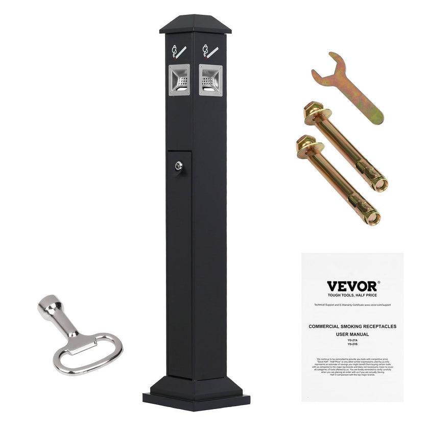 VEVOR Cigarette Butt Receptacle with 4 Disposal Openings Butt Disposal Black