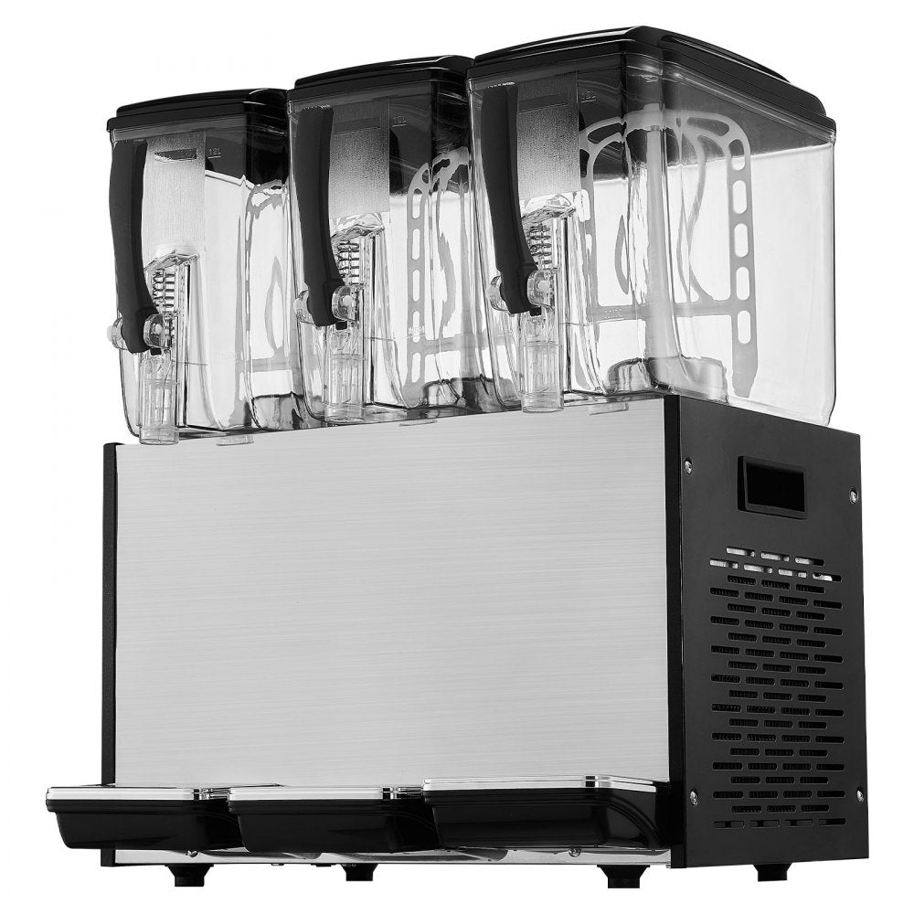 VEVOR Commercial Beverage Dispenser 12L x 3 Tanks Cold Juice Ice Drink Dispenser