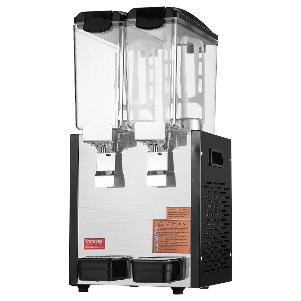VEVOR Commercial Beverage Dispenser 10L x 2 Tanks Cold Juice Ice Drink Dispenser