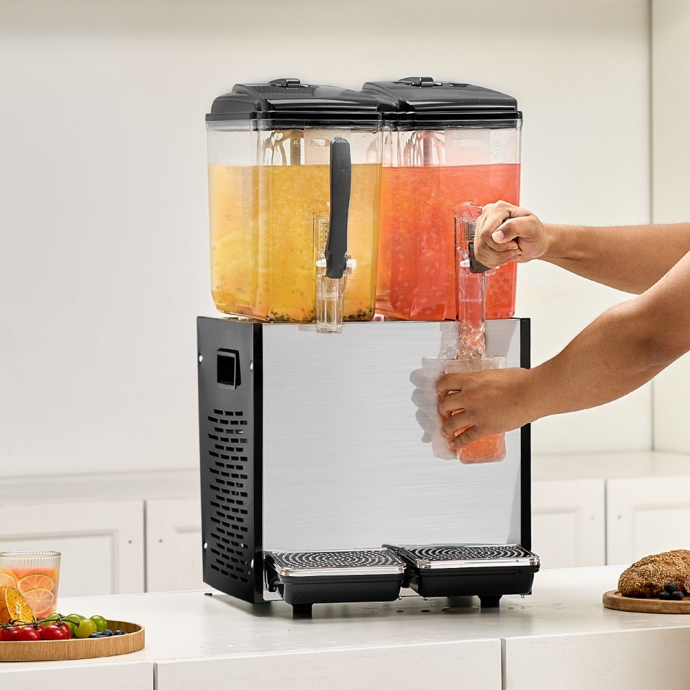 VEVOR Commercial Beverage Dispenser 12L x 2 Tanks Cold Juice Ice Drink Dispenser