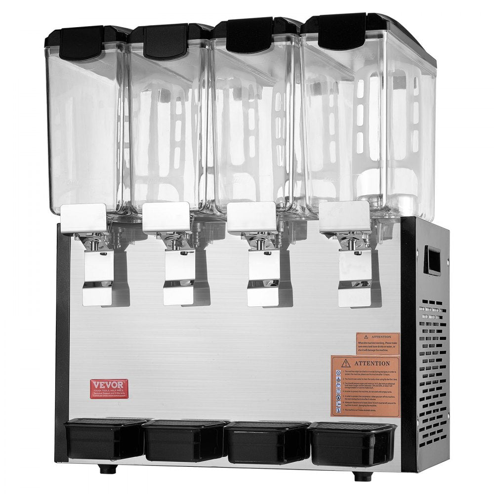 VEVOR Commercial Beverage Dispenser 10L x 4 Tanks Cold Juice Ice Drink Dispenser