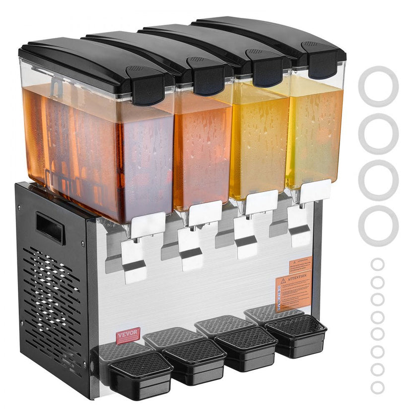 VEVOR Commercial Beverage Dispenser 10L x 4 Tanks Cold Juice Ice Drink Dispenser