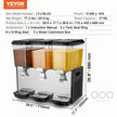 VEVOR Commercial Beverage Dispenser 18L x 3 Tanks Cold Juice Ice Drink Dispenser