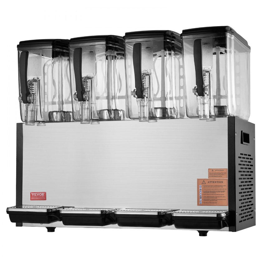 VEVOR Commercial Beverage Dispenser 12L x 4 Tanks Cold Juice Ice Drink Dispenser
