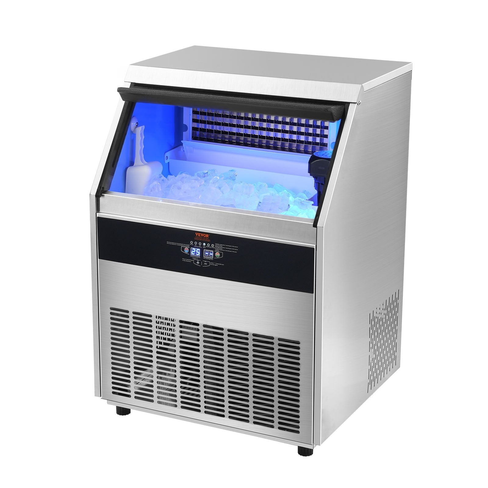 VEVOR Commercial Ice Maker, 330lbs/24H, Ice Maker Machine, 126 Ice Cubes in 12-15 Minutes, Freestanding Cabinet Ice Maker with 88lbs Storage Capacity LED Digital Display, for Bar Home Restaurant