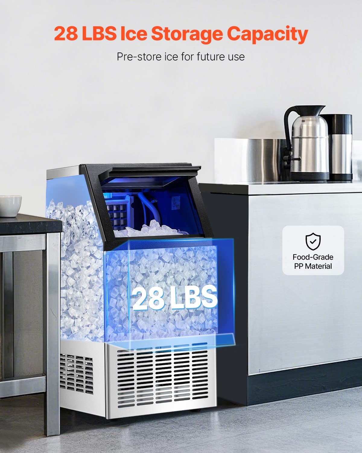 VEVOR Commercial Ice Maker Freestanding Cabinet Machine 80lbs/24H 36 Ice Cubes