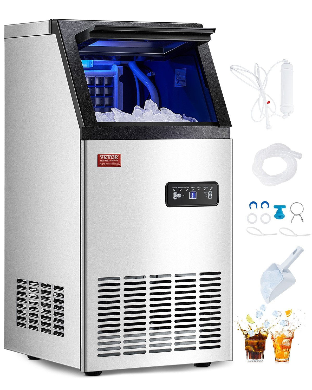 VEVOR Commercial Ice Maker Freestanding Cabinet Machine 80lbs/24H 36 Ice Cubes