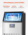 VEVOR Commercial Ice Maker Freestanding Cabinet Machine 100lbs/24H 45 Ice Cubes