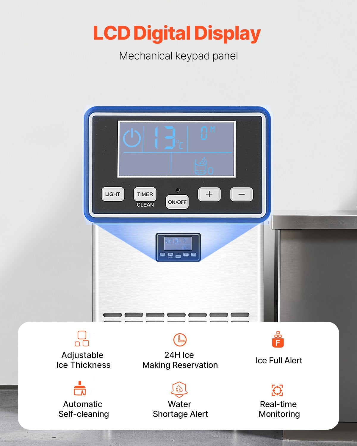 VEVOR Commercial Ice Maker Freestanding Cabinet Machine 100lbs/24H 45 Ice Cubes