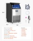 VEVOR Commercial Ice Maker Freestanding Cabinet Machine 100lbs/24H 45 Ice Cubes