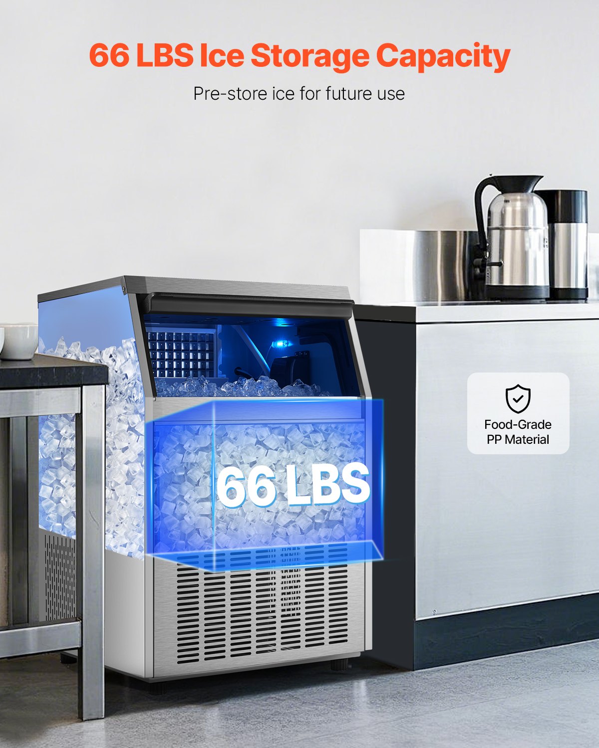 VEVOR Commercial Ice Maker Freestanding Cabinet Machine 160lbs/24H 80 Ice Cubes