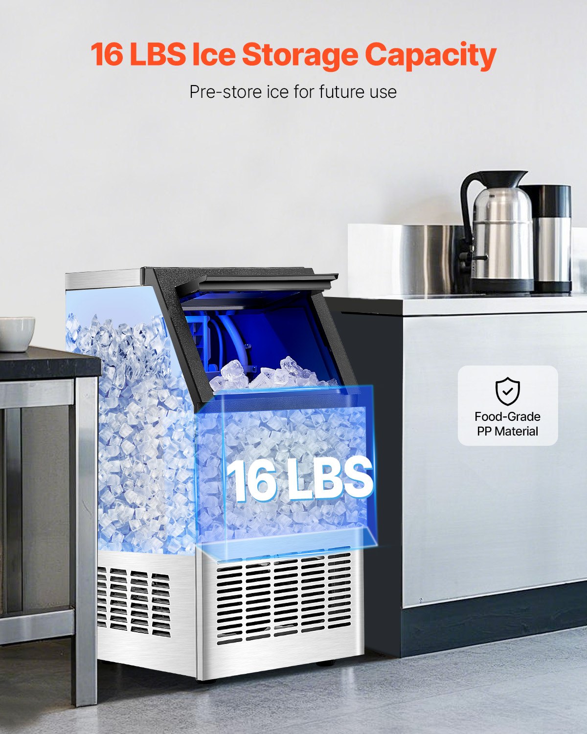VEVOR Commercial Ice Maker Freestanding Cabinet Machine 100lbs/24H 36 Ice Cubes