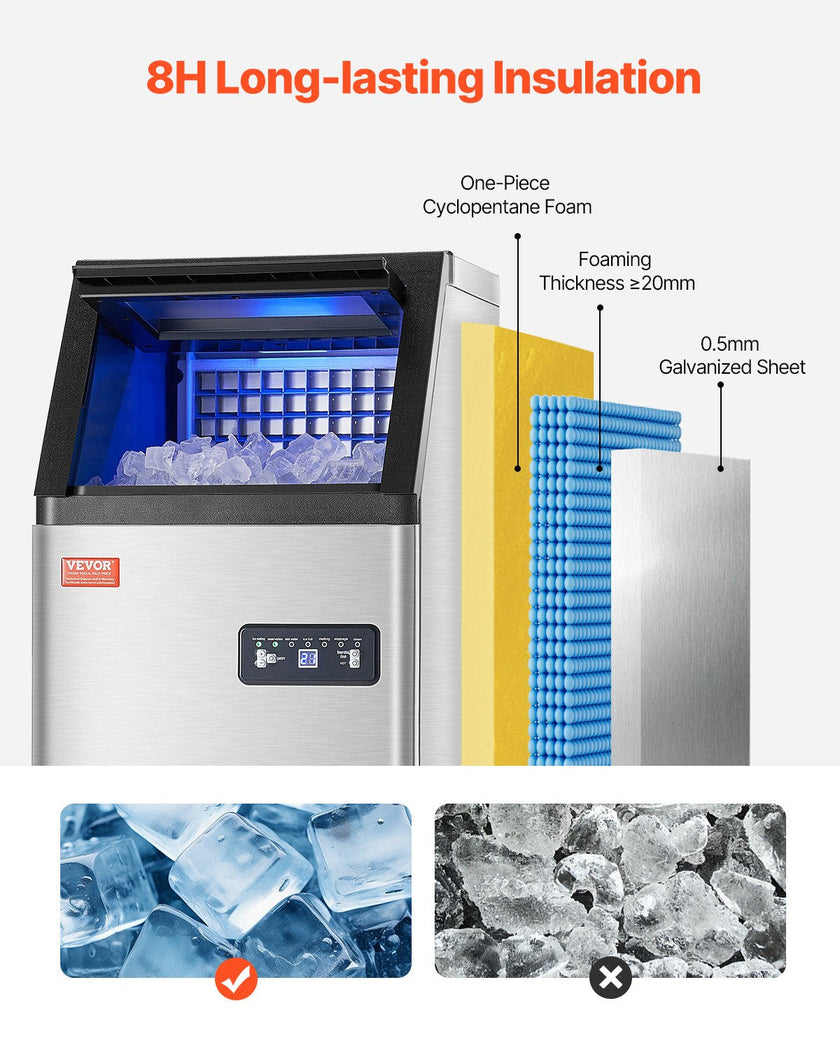 VEVOR Commercial Ice Maker Freestanding Cabinet Machine 100lbs/24H 36 Ice Cubes
