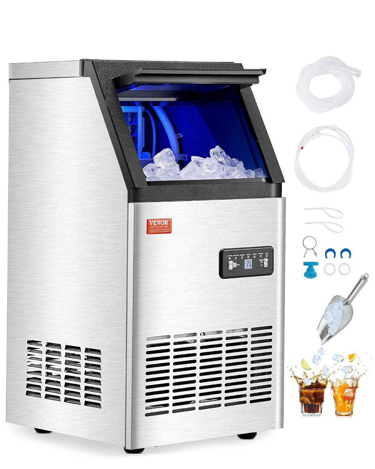 VEVOR Commercial Ice Maker Freestanding Cabinet Machine 100lbs/24H 36 Ice Cubes