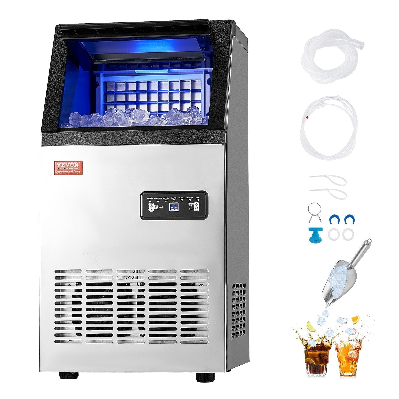 VEVOR Commercial Ice Maker Freestanding Cabinet Machine 100lbs/24H 36 Ice Cubes