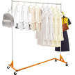 VEVOR Z Rack, Industrial Grade Z Base Garment Rack, Height Adjustable Rolling Z Garment Rack, Sturdy Steel Z Base Clothing Rack w/ Lockable Casters for Home Garment Store Display Commercial Use Orange