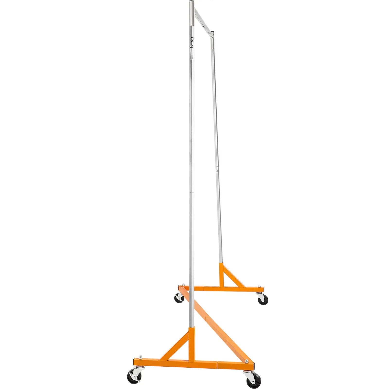 VEVOR Z Rack, Industrial Grade Z Base Garment Rack, Height Adjustable Rolling Z Garment Rack, Sturdy Steel Z Base Clothing Rack w/ Lockable Casters for Home Garment Store Display Commercial Use Orange