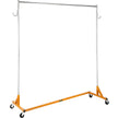 VEVOR Z Rack, Industrial Grade Z Base Garment Rack, Height Adjustable Rolling Z Garment Rack, Sturdy Steel Z Base Clothing Rack w/ Lockable Casters for Home Garment Store Display Commercial Use Orange