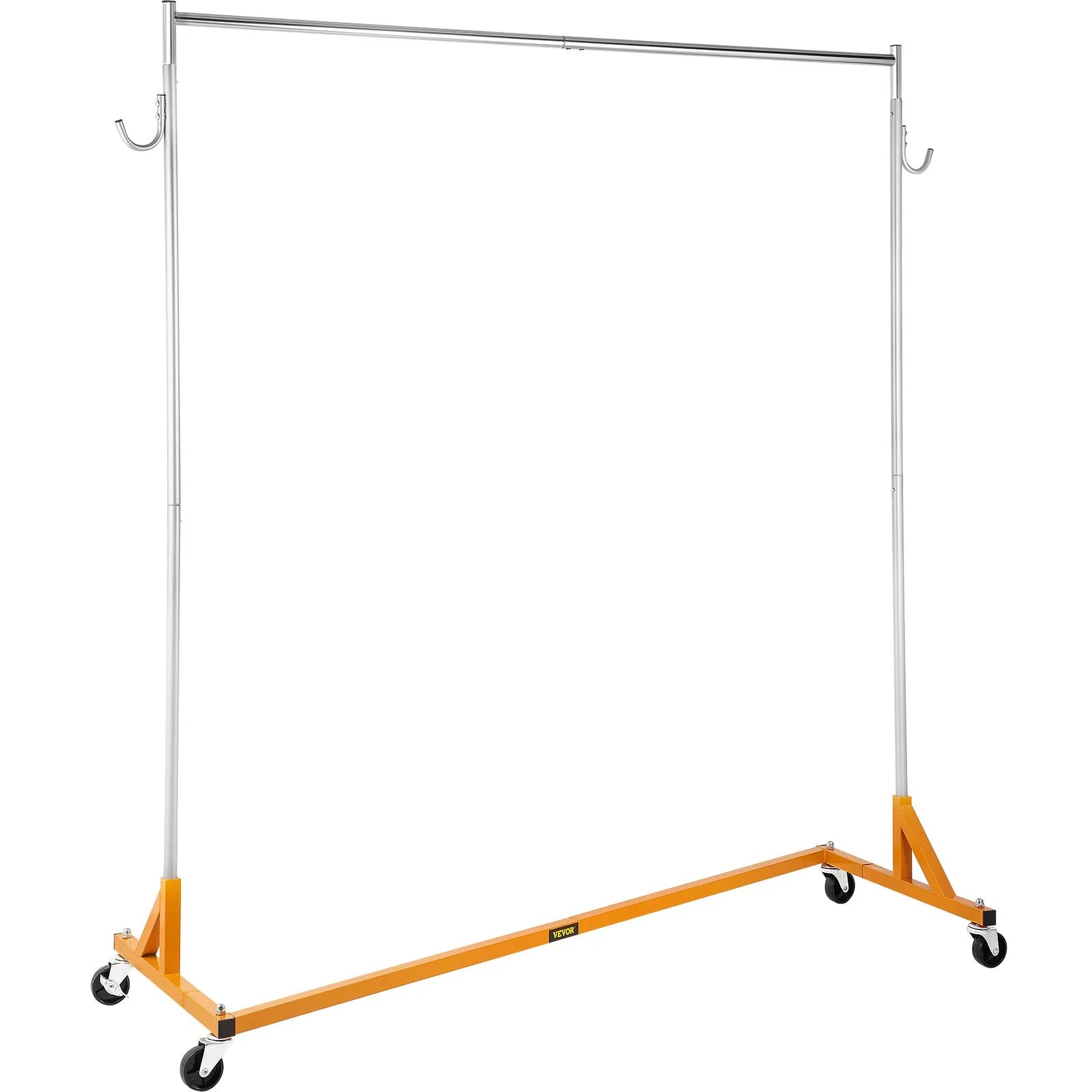 VEVOR Z Rack, Industrial Grade Z Base Garment Rack, Height Adjustable Rolling Z Garment Rack, Sturdy Steel Z Base Clothing Rack w/ Lockable Casters for Home Garment Store Display Commercial Use Orange