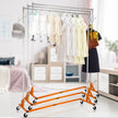 VEVOR Z Rack, Industrial Grade Z Base Garment Rack, Height Adjustable Rolling Z Garment Rack, Sturdy Steel Z Base Clothing Rack w/ Lockable Casters, for Home Clothing Store Display Orange (3 Sets)