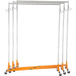 VEVOR Z Rack, Industrial Grade Z Base Garment Rack, Height Adjustable Rolling Z Garment Rack, Sturdy Steel Z Base Clothing Rack w/ Lockable Casters, for Home Clothing Store Display Orange (3 Sets)