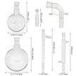 VEVOR Glass Organic Chemistry Kit 13pcs Distillation Kit 24/40 Joints Distillation Apparatus Borosilicate Glass Lab Glassware Kit w/ 1000ml Round Bottom Flask for Distillations Separation Purification