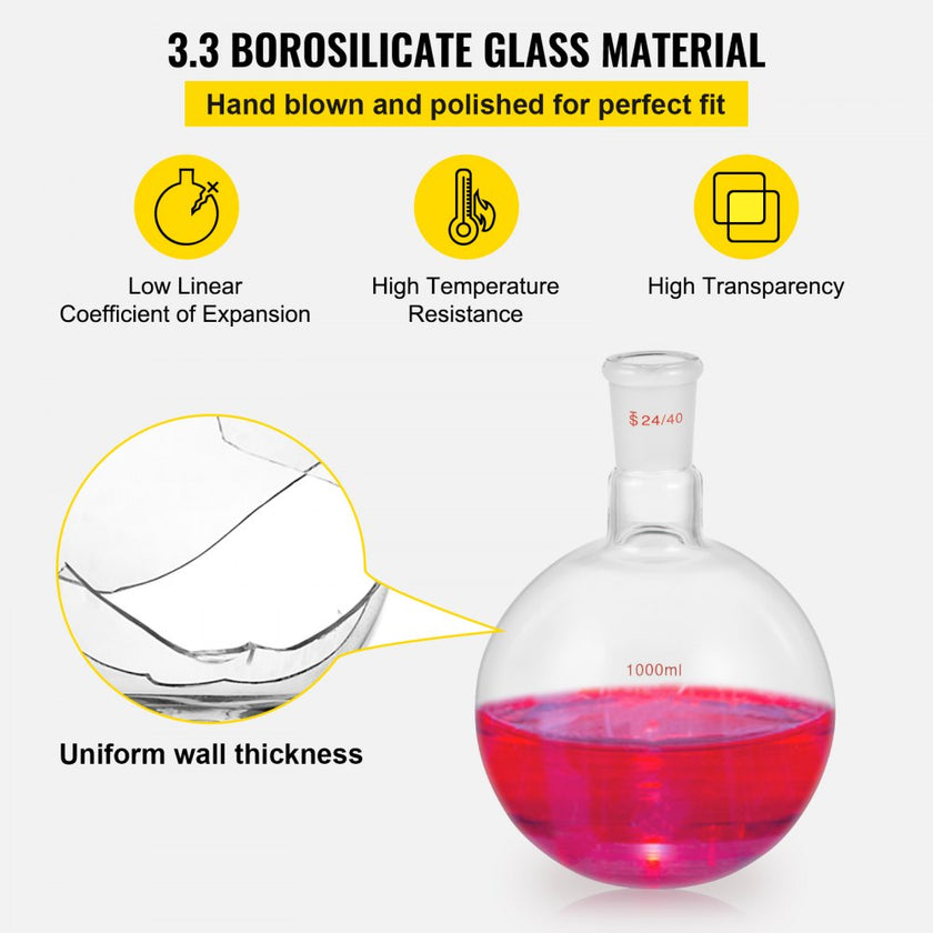 VEVOR New Laboratory Glassware 24/40 Chemistry Glassware 29PCS Chemistry Lab Glassware Kit 250 1000ml for Distillations Separation Purification Synthesis