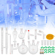 VEVOR New Laboratory Glassware 24/40 Chemistry Glassware 29PCS Chemistry Lab Glassware Kit 250 1000ml for Distillations Separation Purification Synthesis