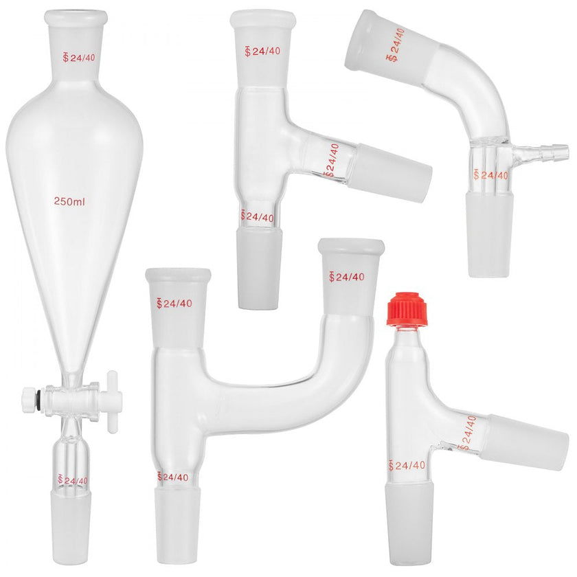 VEVOR New Laboratory Glassware 24/40 Chemistry Glassware 29PCS Chemistry Lab Glassware Kit 250 1000ml for Distillations Separation Purification Synthesis