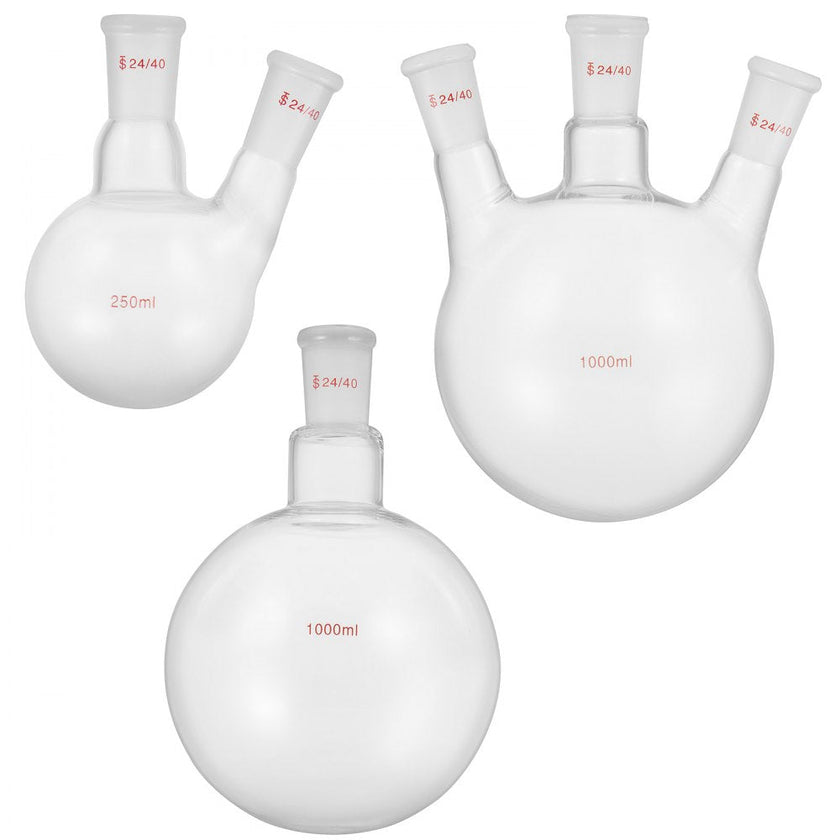 VEVOR New Laboratory Glassware 24/40 Chemistry Glassware 29PCS Chemistry Lab Glassware Kit 250 1000ml for Distillations Separation Purification Synthesis