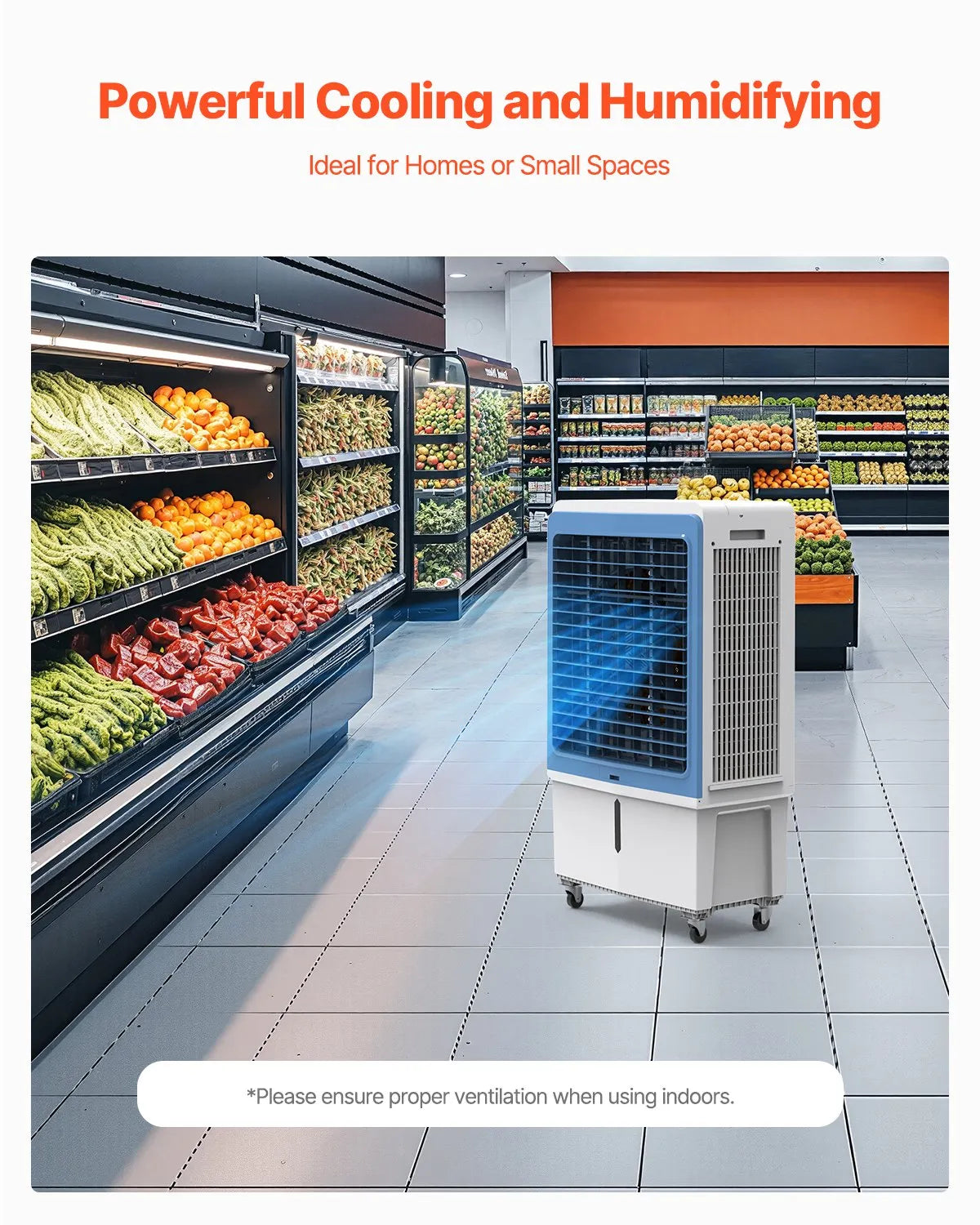 VEVOR Evaporative Air Cooler 4129 CFM 12.7 Gal Water Tank Portable Swamp Cooler