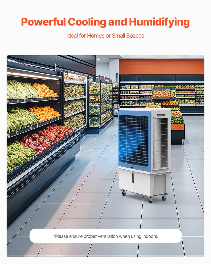 VEVOR Evaporative Air Cooler 4129 CFM 12.7 Gal Water Tank Portable Swamp Cooler