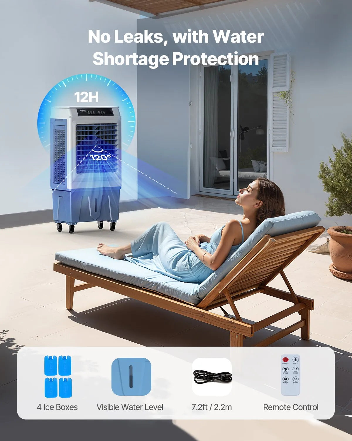 VEVOR Evaporative Air Cooler 3100 CFM 9 Gal Water Tank Portable Swamp Cooler