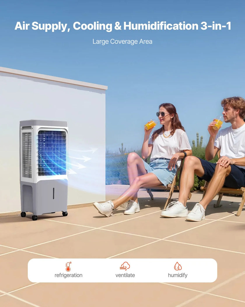 VEVOR Evaporative Air Cooler 1800 CFM 6.8 Gal Water Tank Portable Swamp Cooler