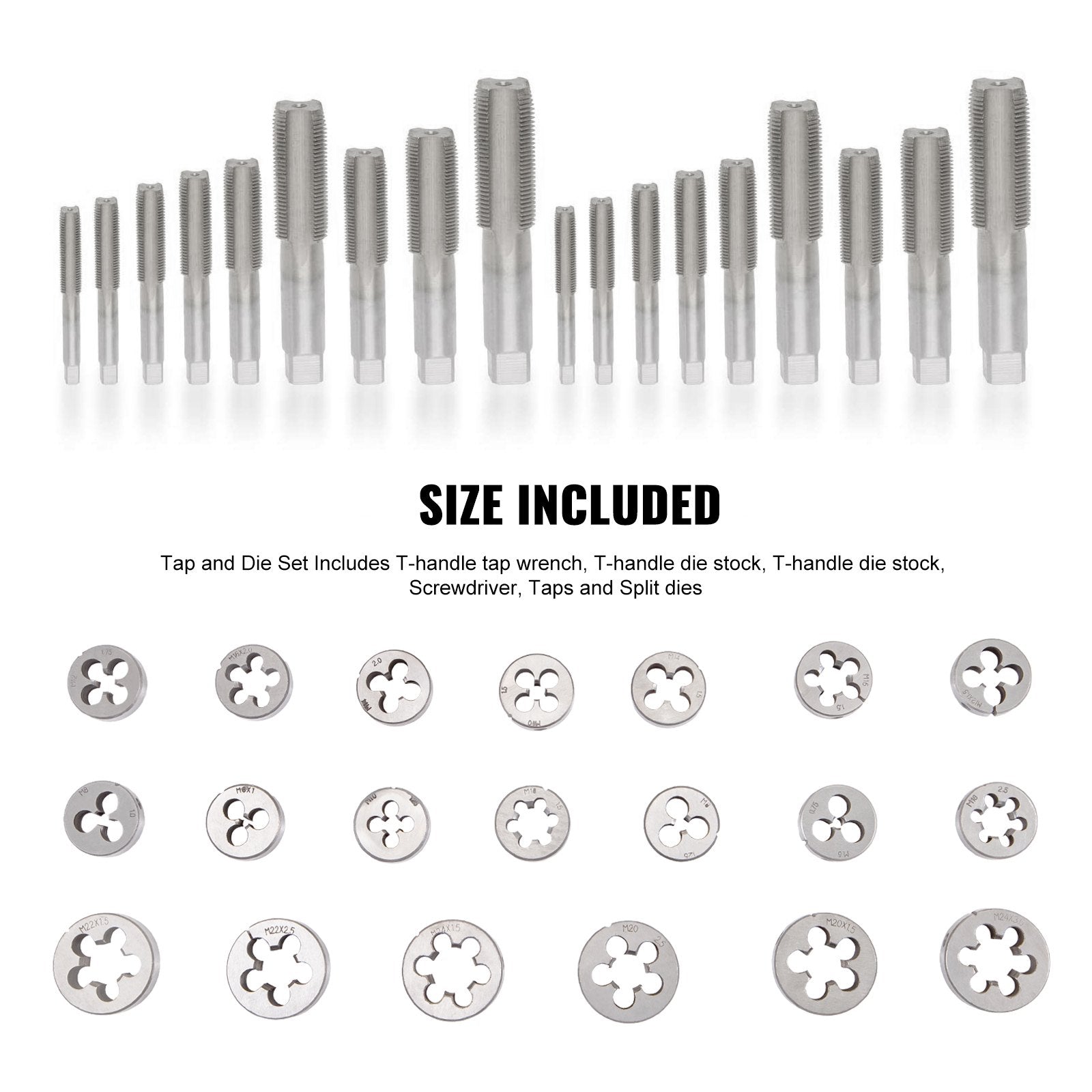 VEVOR Tap and Die Set, 60 PC Tap Set Metric and SAE with Storage Case, Carbon Steel Internal and External Tap and Die Set Metric and Standard, Used for Create New Threads or Repair Damaged Threads