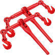 VEVOR Chain Binder 3/8in-1/2in, Ratchet Load Binder 9215lbs Capacity, Ratchet Lever Binder w/ G70 Hooks, Adjustable Length, Ratchet Chain Binder for Tie Down, Hauling, Towing, 2 Packs in Red
