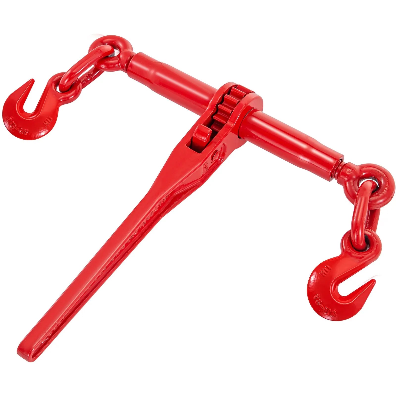 VEVOR Chain Binder 3/8in-1/2in, Ratchet Load Binder 9215lbs Capacity, Ratchet Lever Binder w/ G70 Hooks, Adjustable Length, Ratchet Chain Binder for Tie Down, Hauling, Towing, 2 Packs in Red