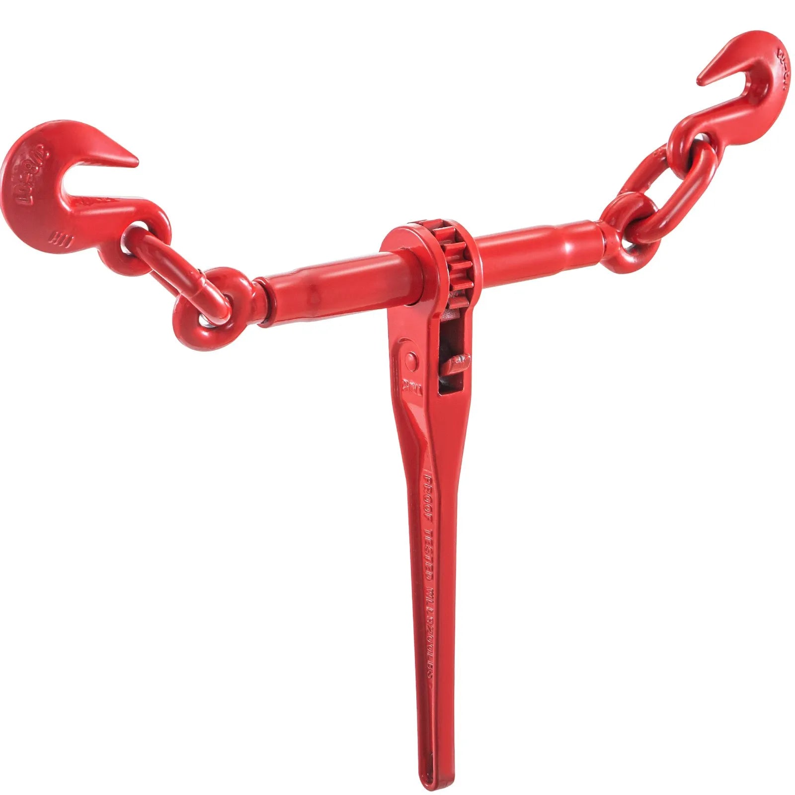 VEVOR Chain Binder 3/8in-1/2in, Ratchet Load Binder 9215lbs Capacity, Ratchet Lever Binder w/ G70 Hooks, Adjustable Length, Ratchet Chain Binder for Tie Down, Hauling, Towing, 2 Packs in Red