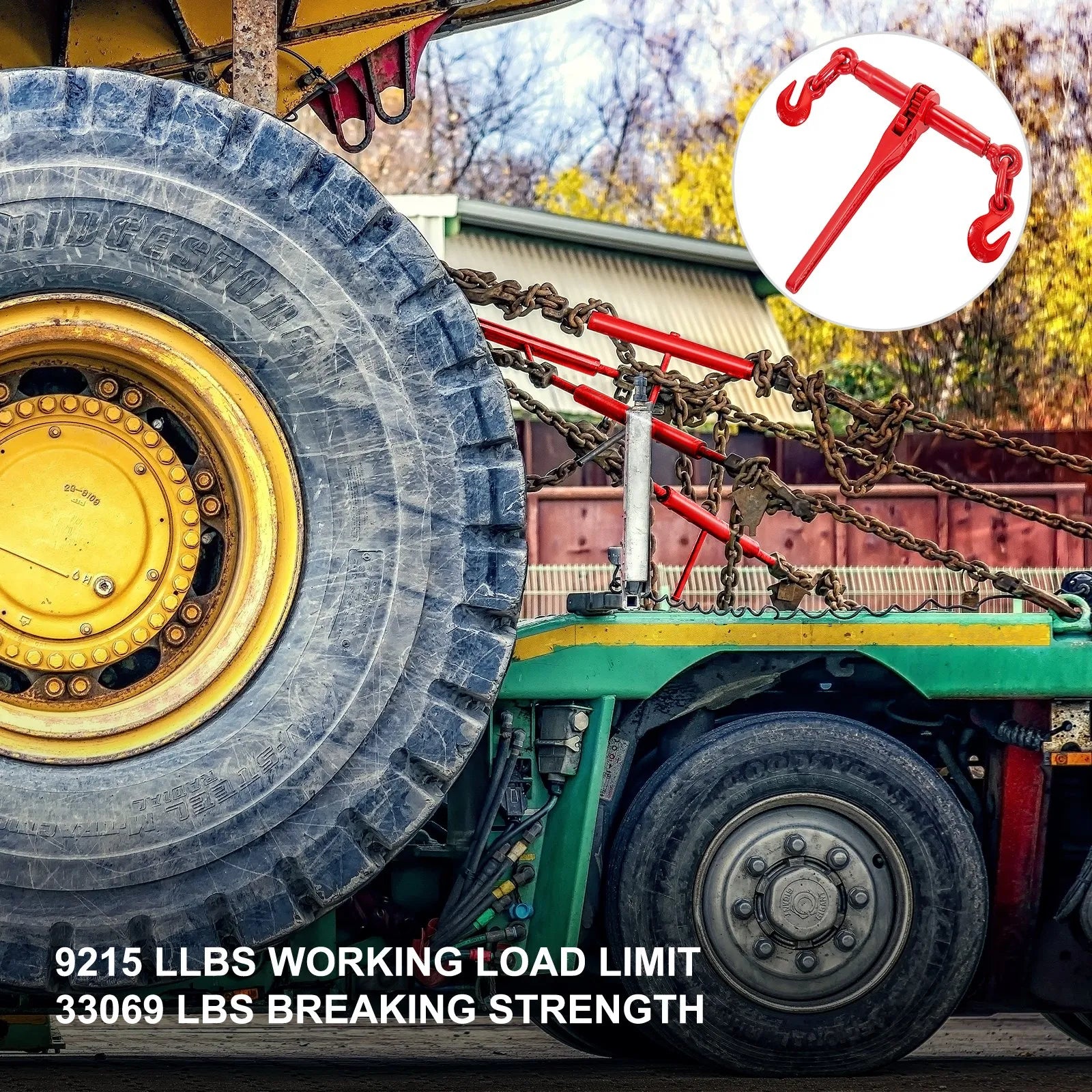 VEVOR Chain Binder 3/8in-1/2in, Ratchet Load Binder 9215lbs Capacity, Ratchet Lever Binder w/ G70 Hooks, Adjustable Length, Ratchet Chain Binder for Tie Down, Hauling, Towing, 2 Packs in Red
