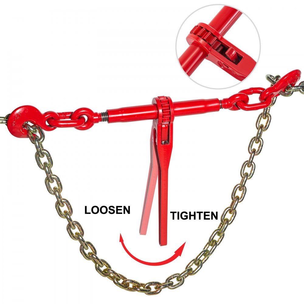 VEVOR Chain and Binder Kit 3/8in-1/2in, Ratchet Load Binders 9215lbs Working Strength, Ratchet Binders and Chains, 3/8in x 10ft Chains w/ G70 Hooks, for Truck, Tie Down, Hauling, Towing