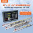 VEVOR Digital Readout, 10'' & 20'' & 24'', Linear Scale 3 Axis DRO Display Kit with Support Rod Knife Holder Plate Transparent Watch Case Power Cord Watch Holder Butterfly Piece Screw Pack Ruler Cover