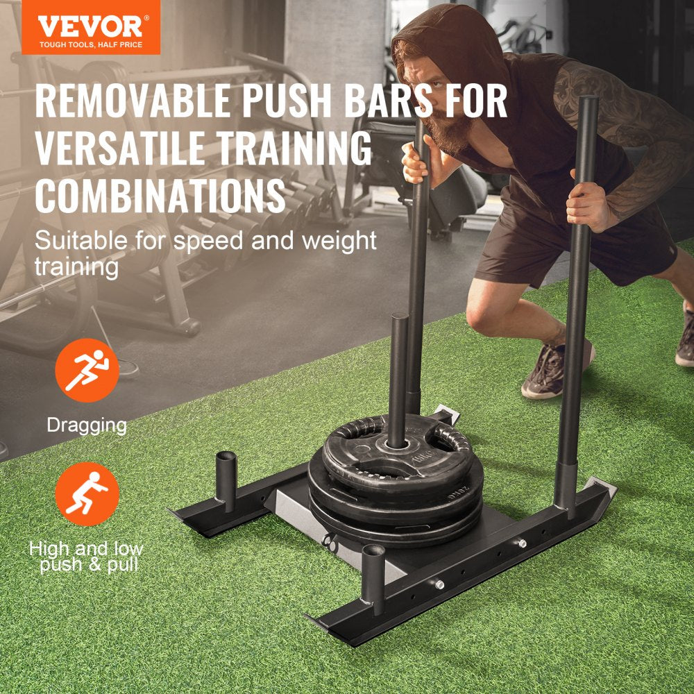 VEVOR Weight Training Sled, Pull Push Power Sled, Fitness Strength Resistance Training, Steel Workout Equipment for Athletic Exercise & Speed Improvement, Suitable for 2