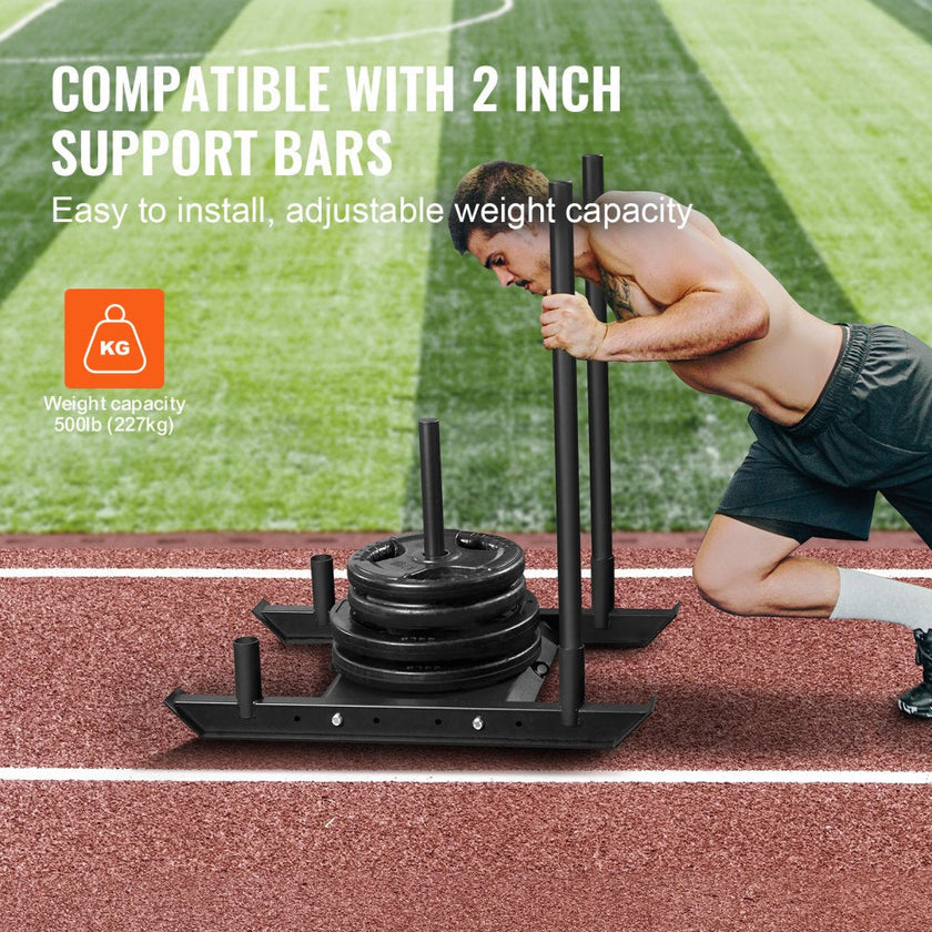 VEVOR Weight Training Sled, Pull Push Power Sled, Fitness Strength Resistance Training, Steel Workout Equipment for Athletic Exercise & Speed Improvement, Suitable for 2