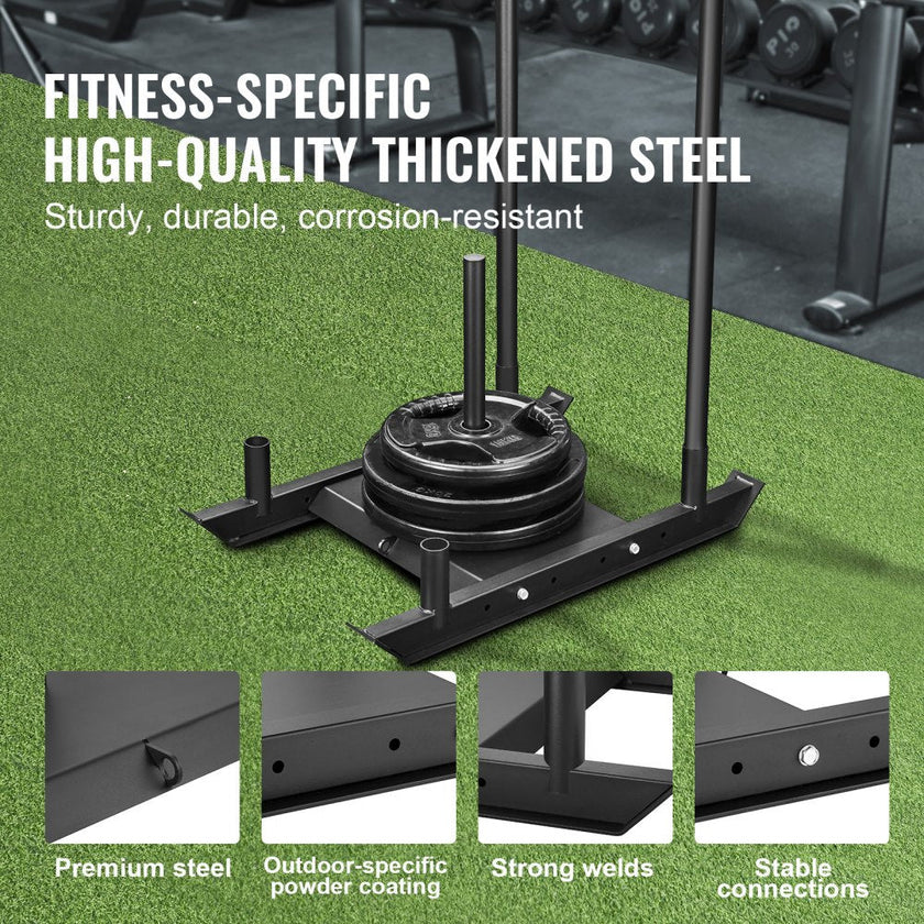 VEVOR Weight Training Sled, Pull Push Power Sled, Fitness Strength Resistance Training, Steel Workout Equipment for Athletic Exercise & Speed Improvement, Suitable for 2