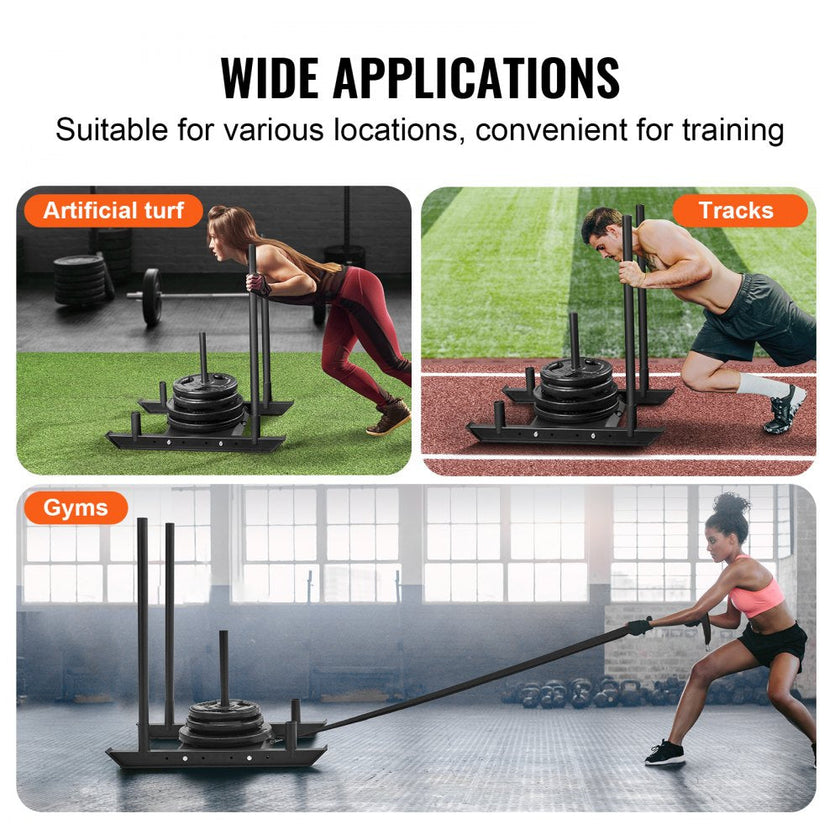 VEVOR Weight Training Sled, Pull Push Power Sled, Fitness Strength Resistance Training, Steel Workout Equipment for Athletic Exercise & Speed Improvement, Suitable for 2