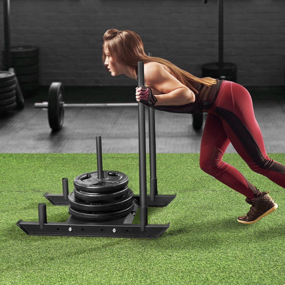 VEVOR Weight Training Sled, Pull Push Power Sled, Fitness Strength Resistance Training, Steel Workout Equipment for Athletic Exercise & Speed Improvement, Suitable for 2